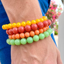 Load image into Gallery viewer, Coral Citrus Stack &amp; Stretch Bracelets Set