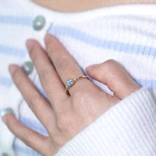 Load image into Gallery viewer, Classic Three Stones Black Opal Diamond Engagement Ring 14K Yellow Gold