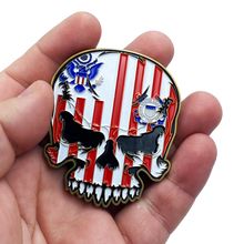 Load image into Gallery viewer, EL3-015 US Coast Guard Flag MH-65 Helicopter Coastie Skull CGAS AirSta Wings Challenge Coin USCG Air Station USCG Air Branch