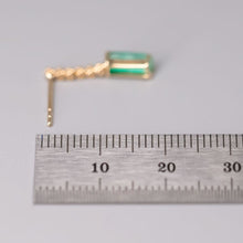 Load image into Gallery viewer, Beautiful Colombian Raw Emerald Diamond Drop Earrings in 18K Yellow Gold