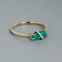 Load image into Gallery viewer, Colombian Raw Emerald Diamond Engagement Ring in 18K Yellow Gold