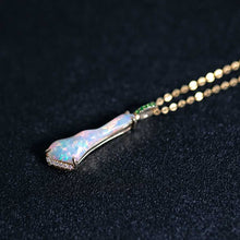 Load image into Gallery viewer, Colorful Opal Fossil Shell Diamond Tsavorite Necklace 18K Yellow Gold