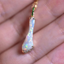Load image into Gallery viewer, Colorful Opal Fossil Shell Diamond Tsavorite Necklace 18K Yellow Gold