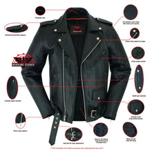 Load image into Gallery viewer, Men's Classic Plain Side Police Style M/C Jacket - TALL