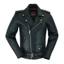 Load image into Gallery viewer, Men's Classic Plain Side Police Style M/C Jacket - TALL