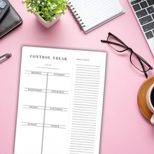 Load image into Gallery viewer, Control Freak Weekly List Notepad | 8.5" x 11" Desk Planner