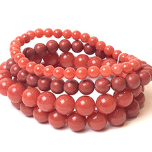 Load image into Gallery viewer, Salmon Marbled Stack and Stretch Bracelet Set