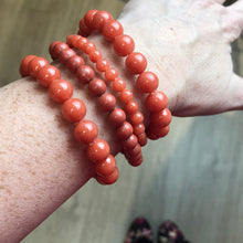 Load image into Gallery viewer, Salmon Marbled Stack and Stretch Bracelet Set