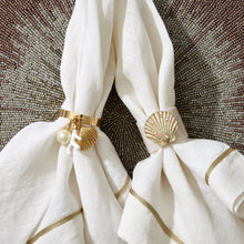 Load image into Gallery viewer, Coral and shell skinny napkin rings, cream, set of four
