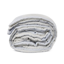 Load image into Gallery viewer, Blue White Cotton Quilt With Striped Edge