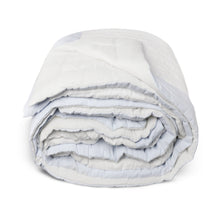 Load image into Gallery viewer, Blue White Cotton Quilt With Striped Edge