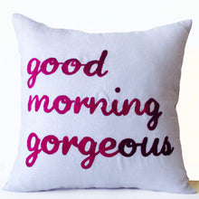 Load image into Gallery viewer, Couple Pillow Cover Good Morning Gorgeous Hello There Handsome Wedding Pillows Anniversary Housewarming