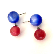 Load image into Gallery viewer, Blue &amp; Cranberry Lollipop Statement Lucite Drop Earrings