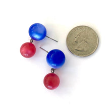 Load image into Gallery viewer, Blue &amp; Cranberry Lollipop Statement Lucite Drop Earrings