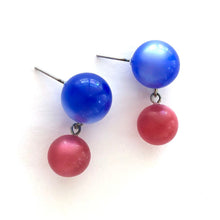 Load image into Gallery viewer, Blue &amp; Cranberry Lollipop Statement Lucite Drop Earrings