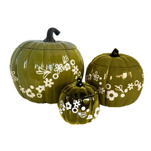 Load image into Gallery viewer, Crazy Daisy Pumpkin Jars in Martini Green