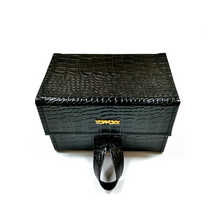 Load image into Gallery viewer, Black Faux Croco Travel Case