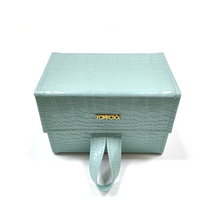 Load image into Gallery viewer, Turquoise Faux Croco Travel Case