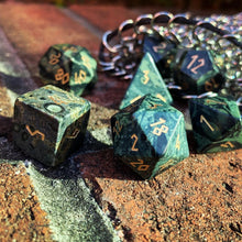 Load image into Gallery viewer, Crocodile Jasper - 7 Piece RPG Set Gemstone Dice