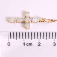 Load image into Gallery viewer, Cross Pendant Australian Solid Opal Necklace 14K Yellow Gold