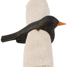Load image into Gallery viewer, Crow Napkin Ring | Wooden Sculpted Black Bird Serviette Ring Table Napkin Holder | 4" x 2.75"