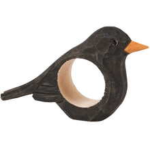 Load image into Gallery viewer, Crow Napkin Ring | Wooden Sculpted Black Bird Serviette Ring Table Napkin Holder | 4" x 2.75"