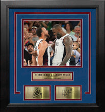 Load image into Gallery viewer, Steph Curry &amp; LeBron James Olympic Celebration 8x10 Framed Basketball Photo with Engraved Autographs