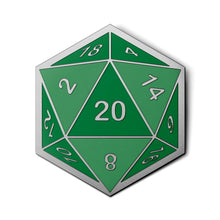 Load image into Gallery viewer, D20 Dice Die - Hard Enamel Adventure Dice Pin Metal by Norse Foundry