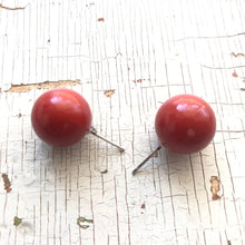 Load image into Gallery viewer, Brick Red Jumbo Ball Stud Earrings