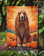Load image into Gallery viewer, Afghan Hound Fall Garden Flag – Dog Surrounded by Pumpkins &amp; Autumn Leaves