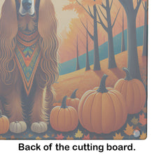 Load image into Gallery viewer, Afghan Hound Fall Glass Cutting Boards – Durable, Decorative Kitchen Art Large