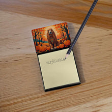 Load image into Gallery viewer, Afghan Hound Fall Sticky Note Holder- Refiilable Desk Accessory Note Pad