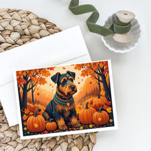 Load image into Gallery viewer, Airedale Terrier Fall Greeting Cards -  Blank Note Cards – 8-Pack of Artist-Designed Cards with Envelopes