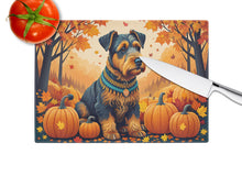 Load image into Gallery viewer, Airedale Terrier Fall Glass Cutting Boards – Durable, Decorative Kitchen Art Large