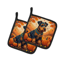 Load image into Gallery viewer, Airedale Terrier Fall Pot Holders - Set of 2 Decorative Kitchen Helpers | Made in the USA