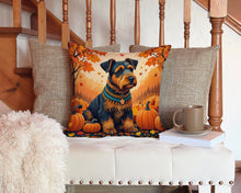 Load image into Gallery viewer, Airedale Terrier Fall Throw Pillow - 14x14 Decorative Pillow – Art for Your Home &amp; Patio