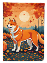 Load image into Gallery viewer, Akita Fall Garden Flag – Dog Surrounded by Pumpkins &amp; Autumn Leaves