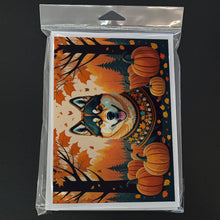 Load image into Gallery viewer, Akita Fall Greeting Cards -  Blank Note Cards – 8-Pack of Artist-Designed Cards with Envelopes