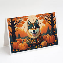 Load image into Gallery viewer, Akita Fall Greeting Cards -  Blank Note Cards – 8-Pack of Artist-Designed Cards with Envelopes