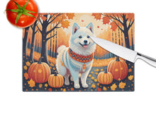 Load image into Gallery viewer, American Eskimo Fall Glass Cutting Boards – Durable, Decorative Kitchen Art Large