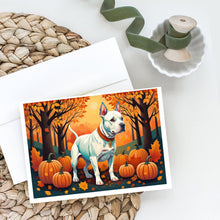 Load image into Gallery viewer, White Pit Bull Terrier Fall Greeting Cards -  Blank Note Cards – 8-Pack of Artist-Designed Cards with Envelopes