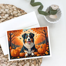 Load image into Gallery viewer, Australian Shepherd Terrier Fall Greeting Cards -  Blank Note Cards – 8-Pack of Artist-Designed Cards with Envelopes