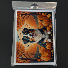 Load image into Gallery viewer, Australian Shepherd Terrier Fall Greeting Cards -  Blank Note Cards – 8-Pack of Artist-Designed Cards with Envelopes