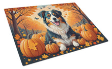 Load image into Gallery viewer, Australian Shepherd Terrier Fall Glass Cutting Boards – Durable, Decorative Kitchen Art Large