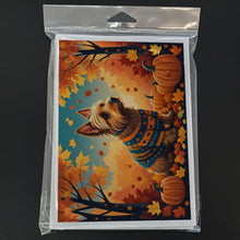 Load image into Gallery viewer, Australian Terrier Terrier Fall Greeting Cards -  Blank Note Cards – 8-Pack of Artist-Designed Cards with Envelopes