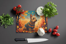 Load image into Gallery viewer, Australian Terrier Terrier Fall Glass Cutting Boards – Durable, Decorative Kitchen Art Large