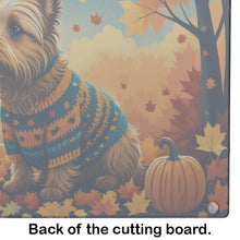 Load image into Gallery viewer, Australian Terrier Terrier Fall Glass Cutting Boards – Durable, Decorative Kitchen Art Large