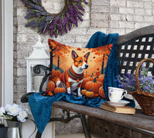 Load image into Gallery viewer, Red Basenji Fall Fabric Decorative Pillow