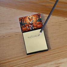 Load image into Gallery viewer, Red Basenji Fall Sticky Note Holder- Refiilable Desk Accessory Note Pad