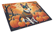 Load image into Gallery viewer, Basenji Fall Glass Cutting Boards – Durable, Decorative Kitchen Art Large
